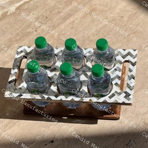 Soporte Decorativo Moderno para Botellas, Bandeja de Madera MDF para Bebidas, Soporte para Servir Jugos con Incrustaciones de Madreperla para el Hogar - Product Image 5