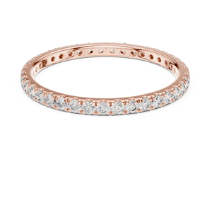 Elegante Anillo de Eternidad Delgado de Oro Rosa de 18K con Microincrustaciones de Diamantes, Delicada Alianza de Boda Apilable, Joyería Fina al por Mayor - Product Image 3