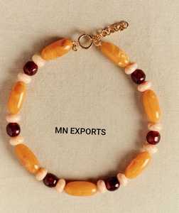 MN EXPORTS <b>Resin</b> Stone Beaded Necklace Other Plated Clasp Fashion Style Unisex Hand-made Heart Shape Wedding Party Occasions - Product Image 5