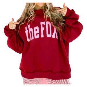 Wholesale Price Ladies <b>Mock</b> <b>Neck</b> Long Sleeve Sweatshirt Soft Cotton Blend Loose Fit Winter Fashion Pullover <b>Top</b> Custom Front - Product Image 3