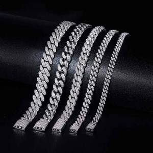 Luxury 925 Silver Diamond Pave Chain Link <b>Bracelets</b> Unisex Everyday Wear Round Brilliant Cut Micro Setting - Product Image 2