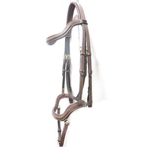 Bridon d'entraînement en cuir marron de qualité supérieure avec frontale et muserolle rembourrées, durable et confortable, pour l'entraînement, les concours et les compétitions. - Product Image 1