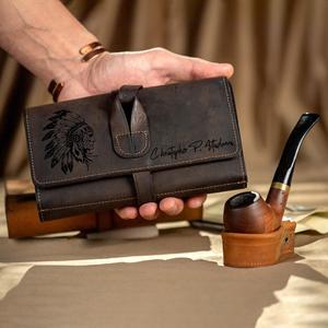 Estuche de Viaje para Pipas de Tabaco de Cuero Genuino Personalizado, Estilo Vintage Crazy Horse, PRB-0027 - Product Image 3