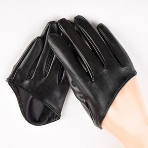 Gants mi-doigts en cuir véritable pour femmes, avec poignets élastiques, gants d'équitation d'hiver pour femmes, unisexe - Product Image 6