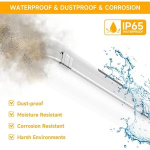 Lampada LED Impermeabile Tri-Proof da 4FT, 10 in 1 Regolabile (4 Potenze/5CCT), 7800LM, IP65, Resistente all'Acqua e alla Polvere, AC100/277V, Confezione da 1 - Product Image 3