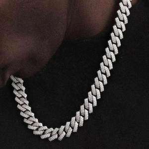 Cadena Cubana de Moissanita VVS1 para Hombre, Joyería Fina Vintage de Plata de Ley 925 Bañada en Oro Blanco de 14K, Venta al por Mayor - Product Image 4