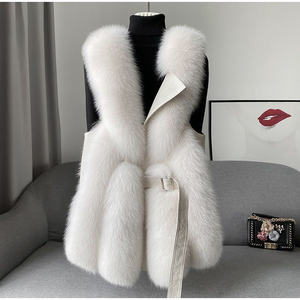 Gilet en fausse fourrure pour femme, luxueux, épais, sans manches, en dentelle, moelleux, chaud, ample, automne-hiver 2024 - Product Image 2