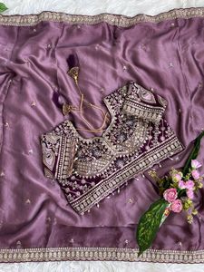 Sari indien ethnique de créateur, orné de paillettes, pour toutes les occasions spéciales et les événements, tenue tendance pour femmes. - Product Image 3
