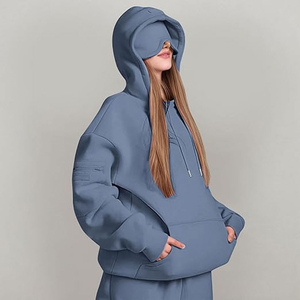 Sweat-shirt personnalisé épais pour le voyage en avion, en polaire brossée douce, avec masque pour les yeux intégré, confortable - Product Image 2