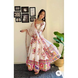 Conjunto de vestido de diseñador Navratri Special XL y Dupatta con trabajo de espejo - Product Image 5