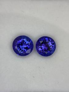 Pierre naturelle de Tanzanite bleue de qualité AAA, taille brillant 8 mm, 4,70 ct, paire assortie avec loupe, pierre libre pour la fabrication de bijoux, effet de couleur, sans trou - Product Image 2
