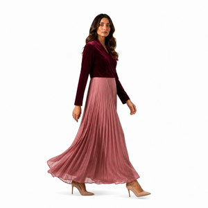 Robe Abaya plissée en velours de luxe pour femmes, tenue islamique modeste maxi |   Style Dubaï, Exportation OEM Inde, Vêtements Premium Tendance 2026 - Product Image 4