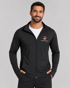 Chaqueta Deportiva Negra con Cierre para Hombre, Corte Regular, Color Sólido, Transpirable, de Poliéster Tejido, Estilo Casual Otoñal, con Logotipo Frontal - Product Image 5