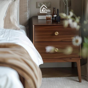 โต๊ะข้างเตียงไม้สไตล์โมเดิร์นพร้อมลิ้นชัก 2 ช่อง |   โต๊ะข้างเตียงแบบมินิมอลสำหรับห้องนอนและโรงแรม - Product Image 2