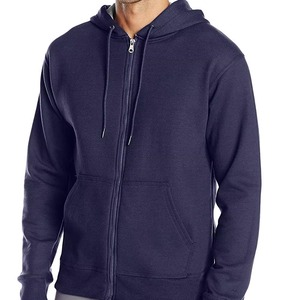 Sudadera con capucha azul marino unisex de algodón clásico French Terry con cremallera completa, chaqueta con capucha, top de ropa de trabajo personalizado - Product Image 1