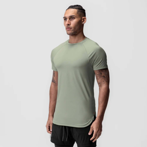 Camiseta de Manga Corta para Hombre, Cuello Redondo, Color Sólido, Secado Rápido, Transpirable, Corte Regular, Algodón Tejido, Informal, Deportiva, con Logotipo Frontal - Product Image 3
