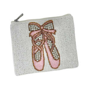 Porte-monnaie en forme de chaussure de ballet avec perles, fait à la main, fermeture éclair créative, design multicolore avec nœud, pochette en cristal, pochette compacte unisexe - Product Image 2