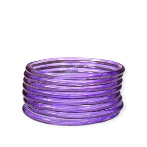 Viral Jelly Light Purple Emerald Cut Faceted Kashmiri Glass <b>Bangles</b> Set Trendy Daily Wear & Party Jewellery at Wholesale Price - Product Image 3