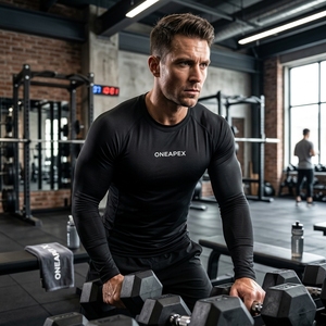 Men <b>Compression</b> T <b>Shirt</b> <b>Black</b> Long Sleeve Athletic Gym Training Sportswear Custom Logo Fitness Running Workout <b>Shirt</b> - Product Image 5