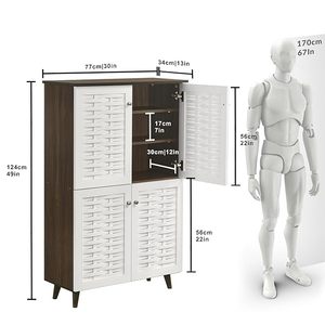 Engineered Wood Shoe <b>Rack</b> with Wooden Legs (Walnut and White, Matte Finish) - Product Image 4