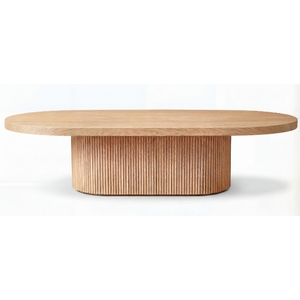 Table à manger ovale en bois moderne, design minimaliste, base stable, meubles pour la maison - Product Image 1