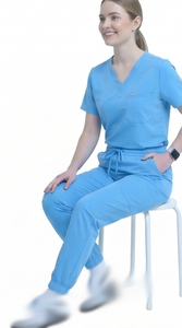 Nurse Uniform <b>Doctor</b> Scrub <b>Set</b> \ Women Short Sleeve Nurse Scrub <b>Sets</b> Scrub Top Jogger Pants \ Hospital Staff Scrub <b>Set</b> - Product Image 3