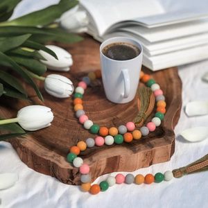 Guirnalda de cuentas de madera con cuerda de yute y borlas a cuadros, cuentas colgantes para decoración de jarrones, bandejas escalonadas y paredes, estilo rústico otoñal para el hogar. - Product Image 6