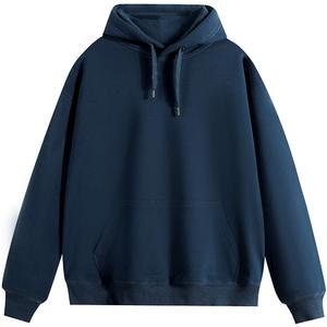 Sweat-shirt à capuche unisexe surdimensionné, vert uni, tricoté, décontracté, avec poche avant, coupe classique, pour l'automne - Product Image 3