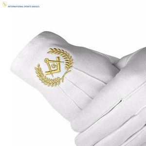 Gants blancs de cérémonie maçonnique sur mesure, tissu de haute qualité, avec service OEM et faible MOQ, fourniture directe d'usine - Product Image 4