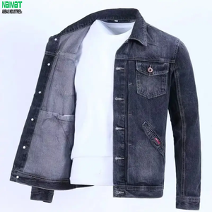 New Stylish Customization <b>Black</b> Lapel Winter Unisex 100% Cotton/100% Polyester High Street Retro Loose Casual Denim <b>Jean</b> <b>Jacket</b> - Product Image 3
