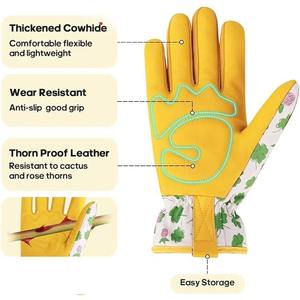 High Quality Women & Men Breathable Waterproof Leather Anti-Slip Anti-Cut Gardening <b>Gloves</b> for Rose Weeding and Digging - Product Image 5