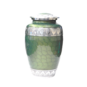 Urnas de cremación de aluminio para adultos con grabado, acabado en estaño y esmalte marrón, urnas metálicas para cenizas humanas. - Product Image 2