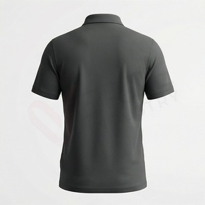 Polo à manches courtes gris foncé pour homme, 100 % polyester tricoté, respirant, design uni, logo frontal, coupe classique - Product Image 2
