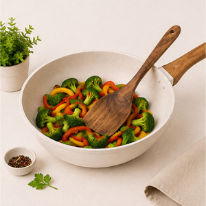 Ensemble de cuillères de cuisine écologiques de qualité supérieure, spatule en bois naturel antiadhésive, louche, cuillère à salade, ustensiles de cuisine à long manche - Product Image 4