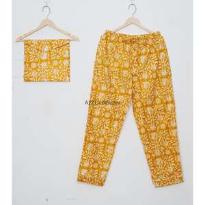 Conjunto de Pijama Hecho a Mano 100% Algodón para Toda Temporada, Ideal para Fiestas, con Cuello en V, Mangas Largas, Estampado Floral, Ropa de Dormir Cómoda para Mujer - Product Image 3