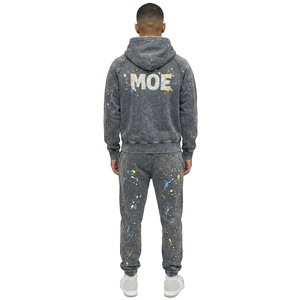 Conjunto de sudaderas con capucha estilo vintage con lavado ácido, sudaderas con capucha de forro polar premium con salpicaduras de pintura, ropa urbana oversize, suministro al por mayor - Product Image 2