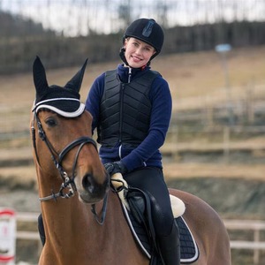 Protector de cuerpo ecuestre personalizado con panel de diamantes azul real, chaleco de seguridad para montar a caballo con cordones laterales, OEM - Product Image 4