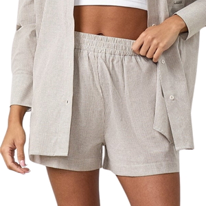 Shorts pour femmes en popeline beige clair, élastiques, décontractés, respirants, légers, confortables, pour tous les jours, séchage rapide, anti-rides - Product Image 6
