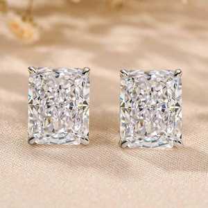 Pendientes Solitarios de Diamante Moissanite de Corte Radiante de 2 Quilates, Plata 925, Joyería Fina para Fiestas, Bodas, Regalo para Enamorados - Product Image 6