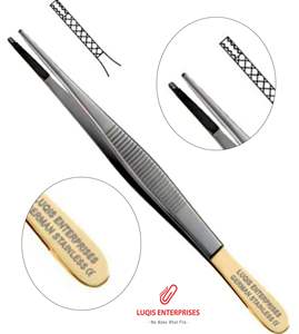 Pinzas Quirúrgicas Delicadas Marrones de Carburo de Tungsteno con Dientes Serrados, Pinzas de Pulgar de Acero Inoxidable, Instrumento Médico - Product Image 1