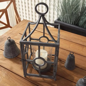 <b>Black</b> Iron <b>Lantern</b> With Glass Panel <b>Candle</b> Holder For Home Decoration Durable Metal Design - Product Image 5