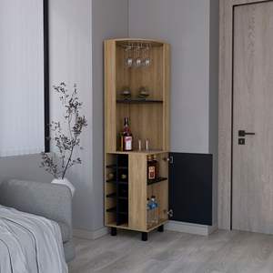 Mobile Bar Morocco a porta singola con dieci portabottiglie da incasso e due ripiani interni per soggiorno - Product Image 4