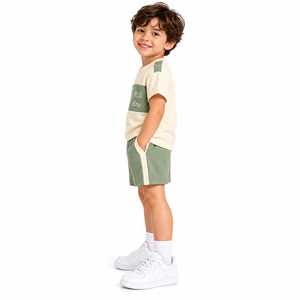 Conjunto de Camiseta y Pantalones Cortos con Estampado de Dinosaurios para Niños, Ropa Casual de Verano de Dos Piezas, Manga Corta, Cuello Redondo - Product Image 2