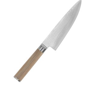 Couteaux de Chef Professionnels Style Damas en Acier Inoxydable avec Manche en Bois Blond pour Viande et Légumes - Product Image 4