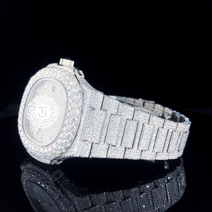 Most Selling Fully <b>White</b> Iced Moissanite Stainless Steel Luxury <b>Watch</b> Mechanical Movement for Party Wedding Special Occasions - Product Image 2