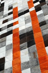 Tapis rectangulaire en cuir de vache patchwork, moderne, fait main, avec dos antidérapant en caoutchouc, décoration de salon - Product Image 3