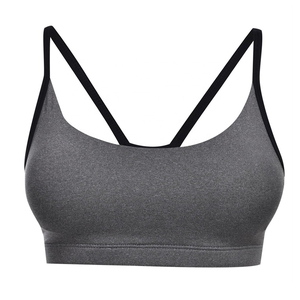 Soutien-gorge de sport réversible pour femme à maintien élevé, écologique, avec poches, bretelles croisées, logo frontal - imprimé noir, Spandex/Nylon - Product Image 6