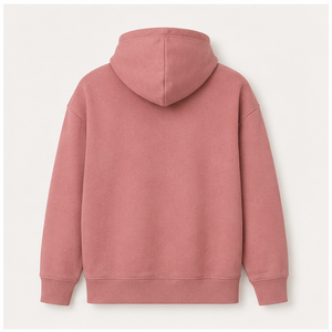 Sweat à capuche décontracté pour homme, couleur rose poussiéreuse, longueur mi-haute, cordon de serrage ton sur ton, poche kangourou, en molleton de coton brossé, personnalisable MHOOD-0025 - Product Image 2