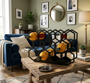 Estante para Botellas de Vino Metálico Hexagonal Tipo Panal de Abeja, Moderno, para Decoración de Bar en Casa - Product Image 3