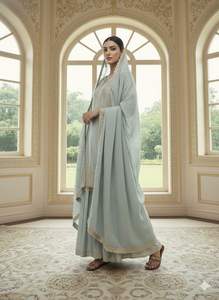 Nuevo Conjunto de Diseño para Fiesta, Top de Seda Chinon Pura, Pantalón Palazzo y Dupatta para Mujer, Traje Pakistaní - Product Image 3